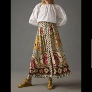 ISO this Anthropologie FARM RIO Split Hem Neutral Motif Maxi Skirt